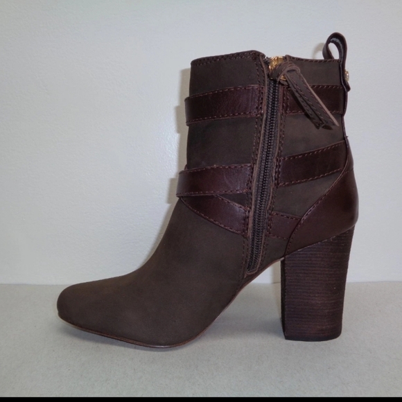 Louise et Cie Womens Brown Leather Suede Chunky Heel Buckled Ankle Boots. 8.5 - Picture 5 of 9